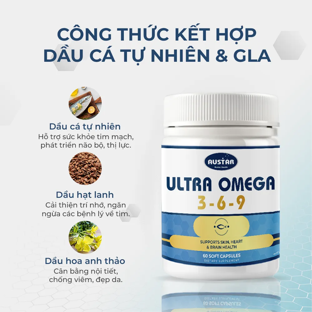 Austar Ultra Omega 3-6-9 - Viên uống bổ não, đẹp da, khỏe tim