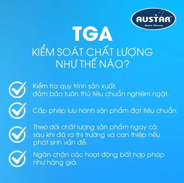 TGA áp dụng một hệ thống giám sát chặt chẽ để đảm bảo chất lượng các sản phẩm